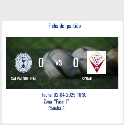 Fecha 9: Finalizo el partido de SALVATORE FEM VS SYRAH