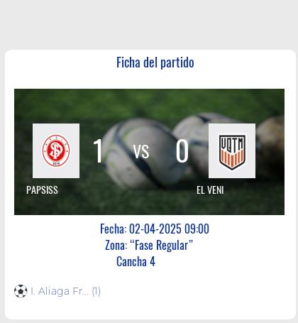 Fecha 3: Finalizo el partido de PAPSISS VS EL VENI