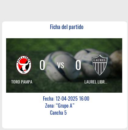 Fecha 11: Finalizo el partido de TORO PAMPA VS LAUREL LIBRE