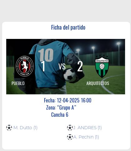 Fecha 11: Finalizo el partido de PUEBLO VS ARQUITECTOS