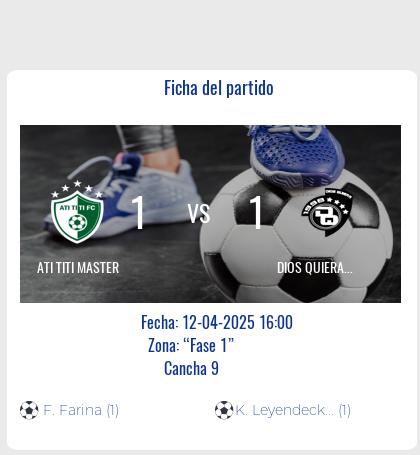 Fecha 11: Finalizo el partido de ATI TITI MASTER VS DIOS QUIERA MASTER