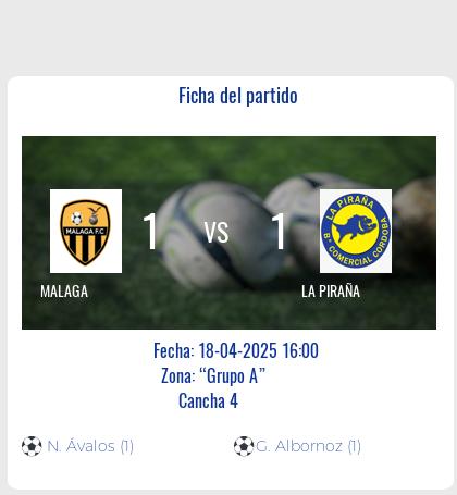 Fecha 8: Finalizo el partido de MALAGA VS LA PIRAÑA