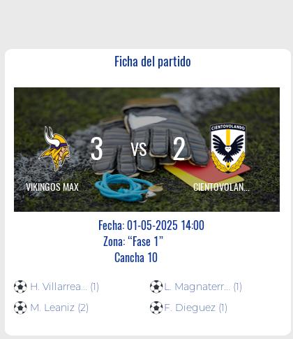 Fecha 14: Finalizo el partido de VIKINGOS MAX VS CIENTOVOLANDO