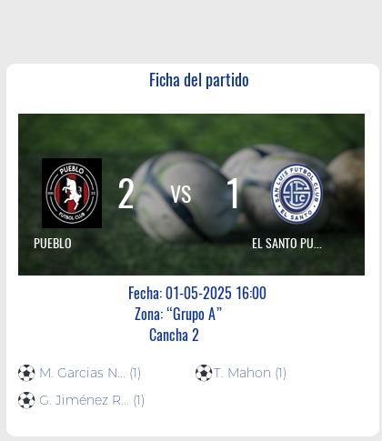 Fecha 14: Finalizo el partido de PUEBLO VS EL SANTO PUNTANO