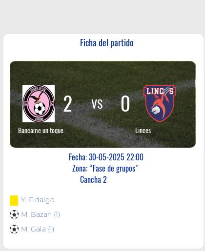 Fecha 9: Finalizo el partido de Bancame un toque VS Linces