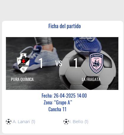 Fecha 13: Finalizo el partido de PURA QUÍMICA VS LA FRAGATA