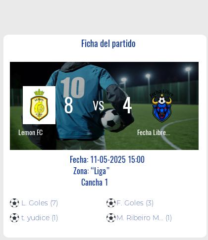 Fecha 5: Finalizo el partido de Lemon FC VS Fecha Libre FC