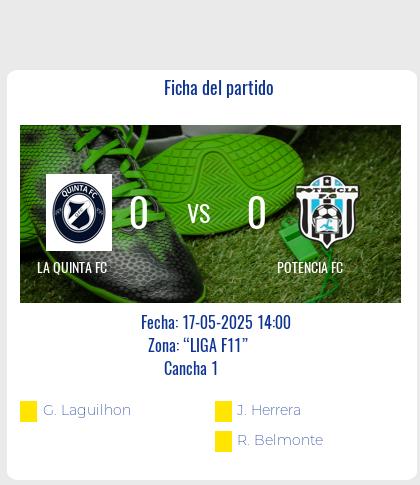 Fecha 6: Finalizo el partido de LA QUINTA FC VS POTENCIA FC