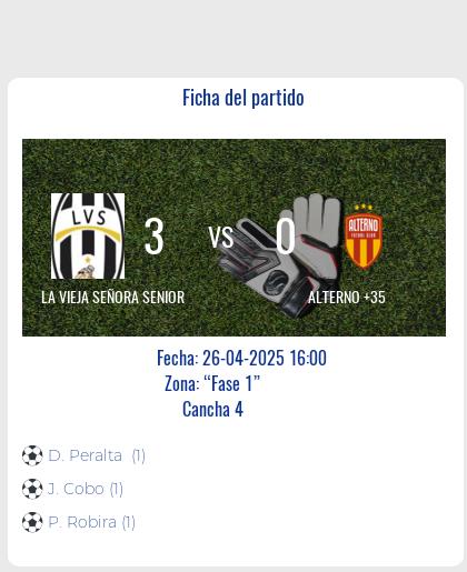 Fecha 13: Finalizo el partido de LA VIEJA SEÑORA SENIOR VS ALTERNO +35