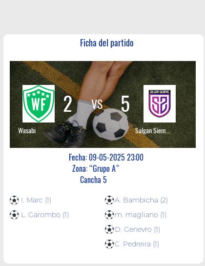 Fecha 4: Finalizo el partido de Wasabi VS Salgan Siempre