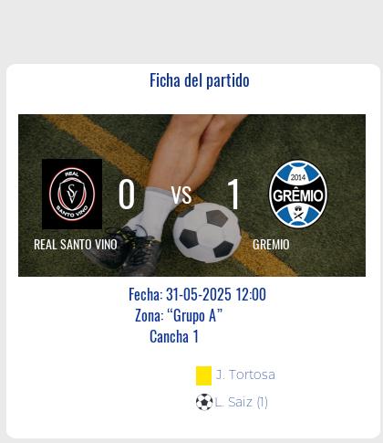 Fecha 11: Finalizo el partido de REAL SANTO VINO VS GREMIO
