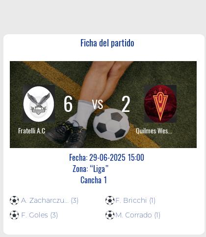 Fecha 11: Finalizo el partido de Fratelli A.C VS Quilmes West FC
