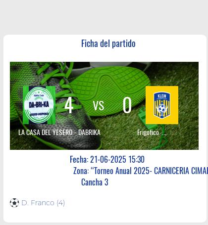 Fecha 14: Finalizo el partido de LA CASA DEL YESERO - DABRIKA VS Frigofico KLEIN FIAMBRES
