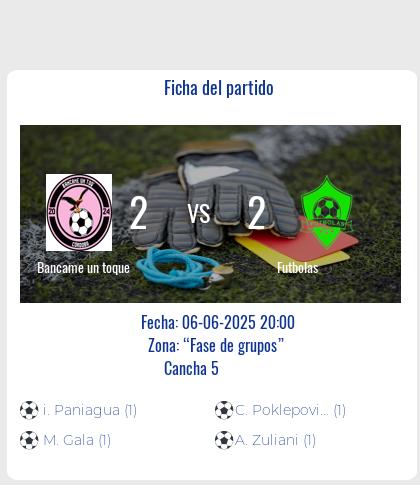Fecha 10: Finalizo el partido de Bancame un toque VS Futbolas