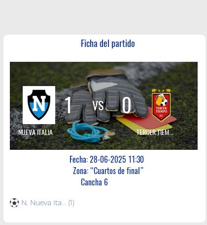 Fecha 1: Finalizo el partido de NUEVA ITALIA VS TERCER TIEMPO