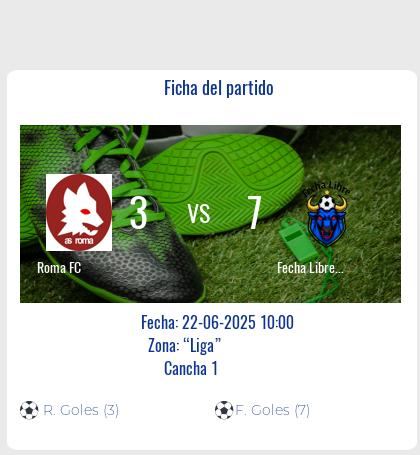 Fecha 10: Finalizo el partido de Roma FC VS Fecha Libre FC