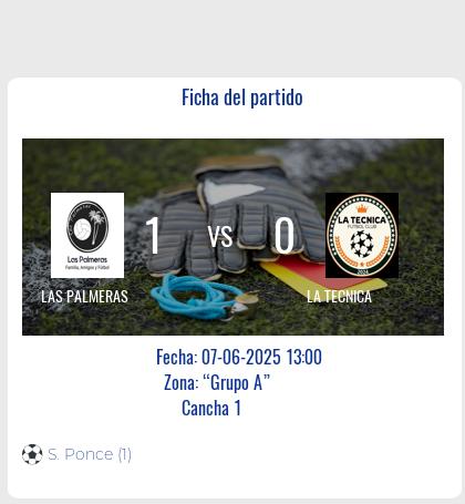 Fecha 12: Finalizo el partido de LAS PALMERAS VS LA TECNICA