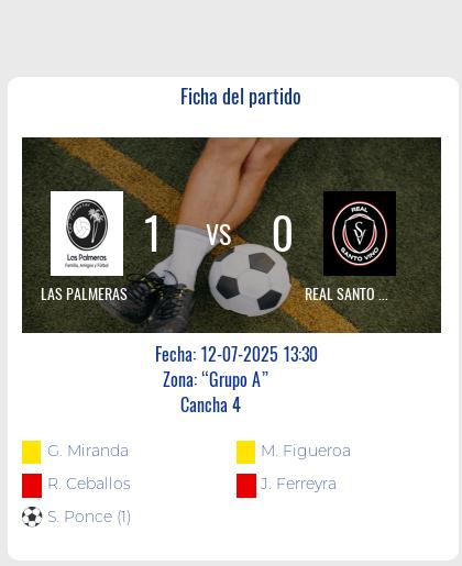 Fecha 14: Finalizo el partido de LAS PALMERAS VS REAL SANTO VINO