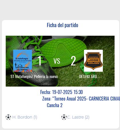 Fecha 16: Finalizo el partido de ST Matafuegos/ Polleria la nueva VS DESVIO ARIJON